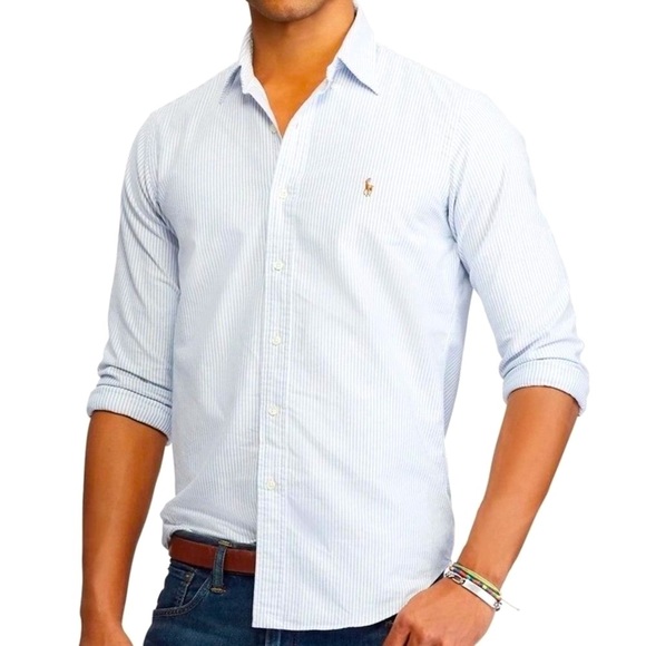 Polo Ralph Lauren Other - Polo Ralph Lauren L 16-35 Blue Stripe Yarmouth 100% Cotton